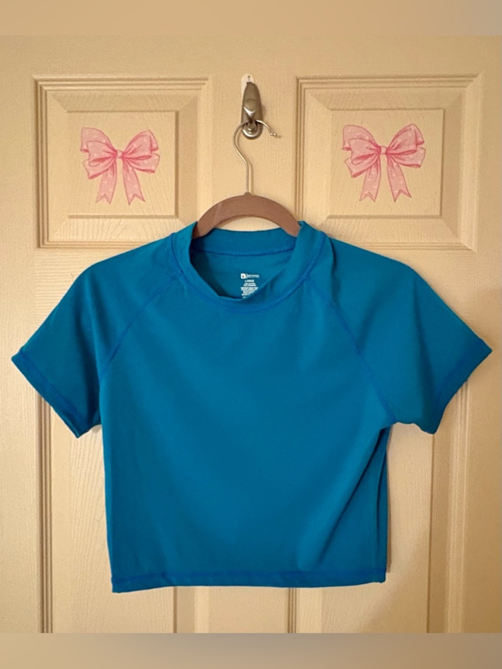 BuffBunny Energy Surf & Turf Short Sleeve Crop Workout Green Top Size Large EUC
